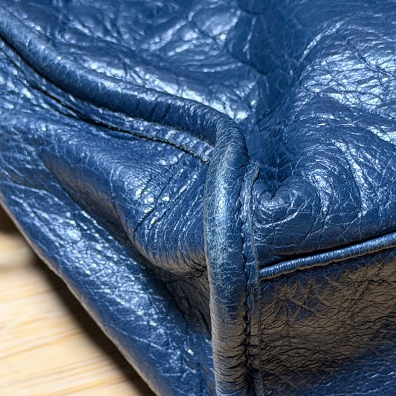 Balenciaga Mini City 深藍銀扣 迷你機車包 斜背肩背兩用 300295-16