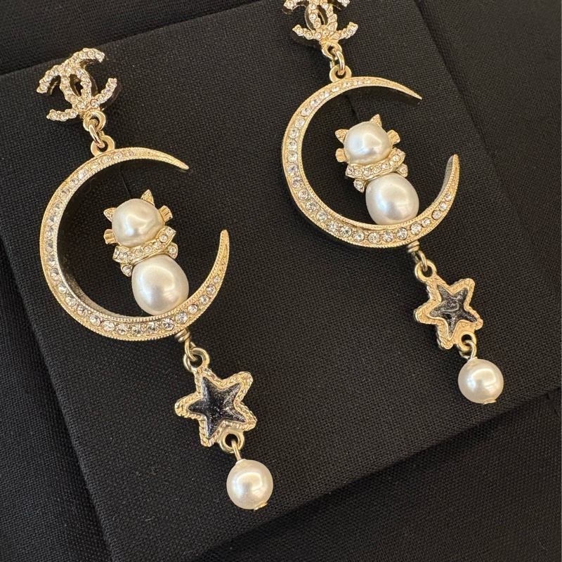 Chanel 香奈兒 雙月貓咪耳環-0