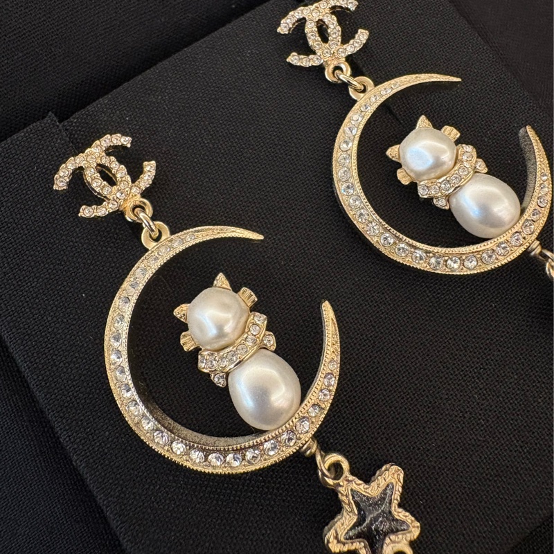 Chanel 香奈兒 雙月貓咪耳環-3