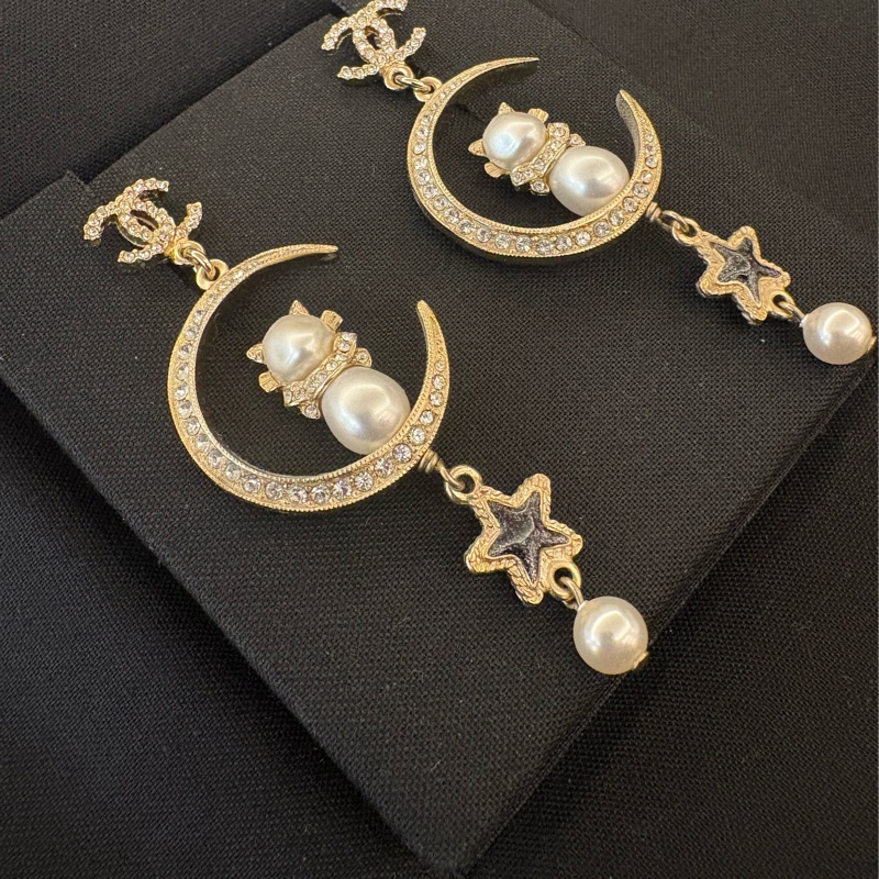 Chanel 香奈兒 雙月貓咪耳環-4