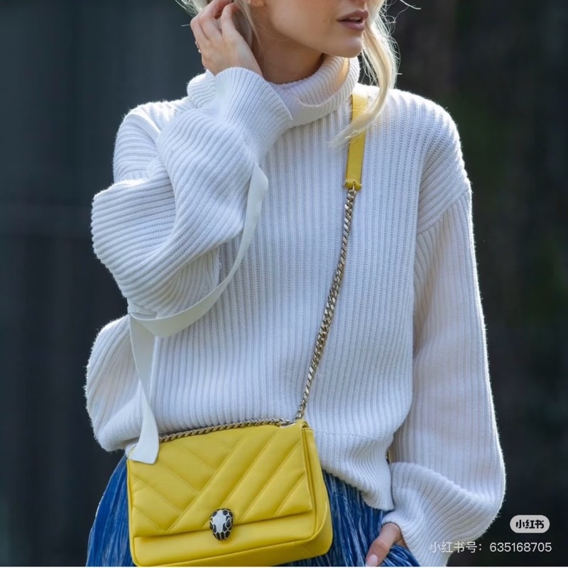 Bvlgari泡芙包Serpenti Cabochon系列蛇頭鏈條包 21*15*7 98新配件雨衣保卡塵袋-0