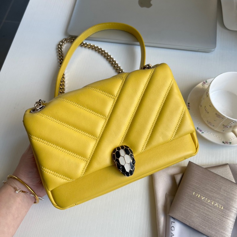 Bvlgari泡芙包Serpenti Cabochon系列蛇頭鏈條包 21*15*7 98新配件雨衣保卡塵袋-1