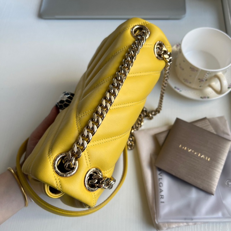 Bvlgari泡芙包Serpenti Cabochon系列蛇頭鏈條包 21*15*7 98新配件雨衣保卡塵袋-2