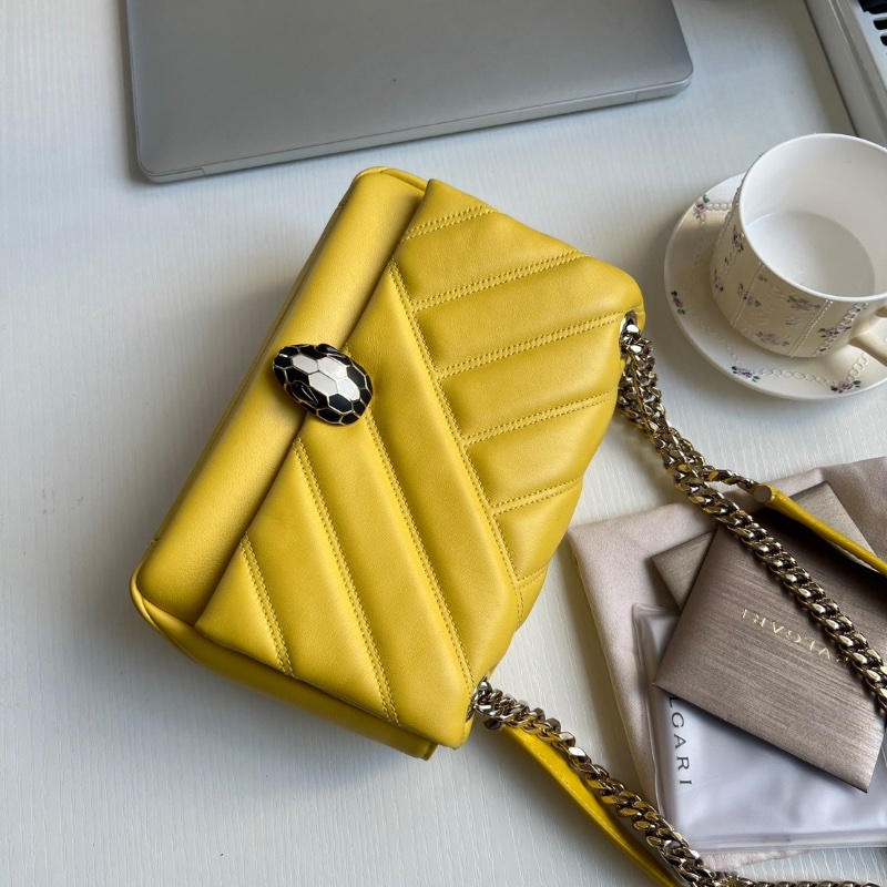 Bvlgari泡芙包Serpenti Cabochon系列蛇頭鏈條包 21*15*7 98新配件雨衣保卡塵袋-8