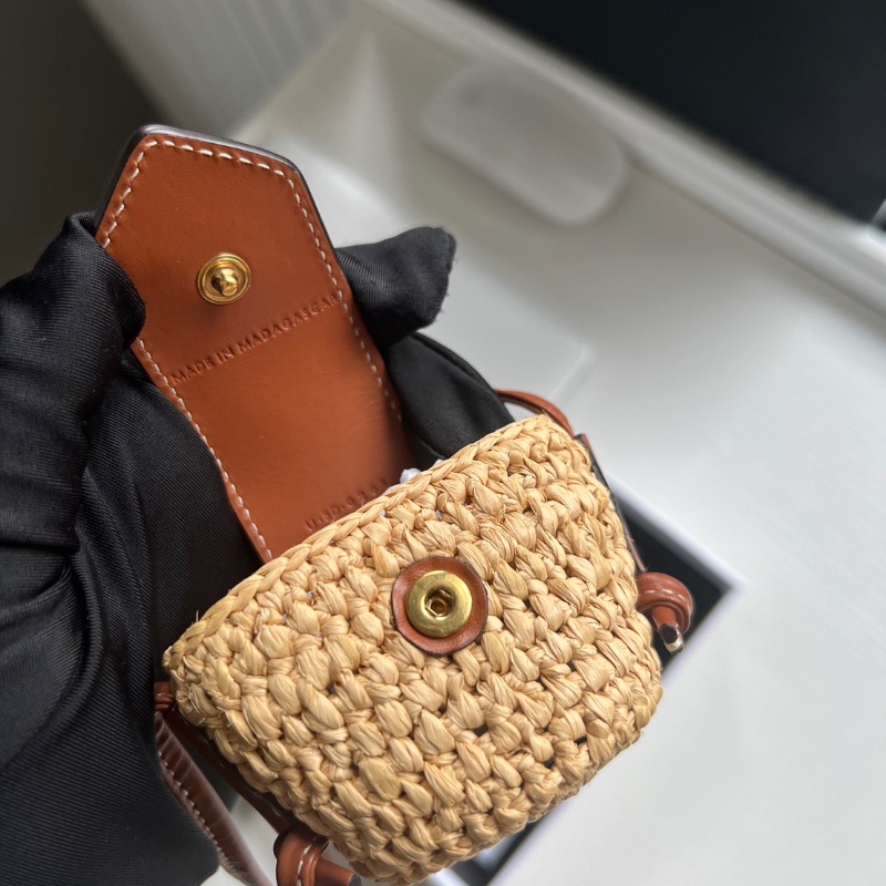 Celine草編耳機包斜背包凱旋門大logo 99新配件盒子塵袋-2