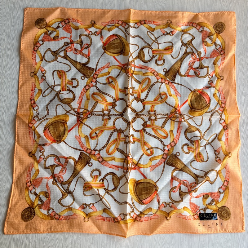 全新未使用 Celine 一套兩條棉質方巾禮盒 小領巾 圍巾 頭巾 日本製-1