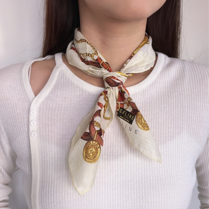 全新未使用 Celine 一套兩條棉質方巾禮盒 小領巾 圍巾 頭巾 日本製-8