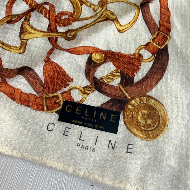全新未使用 Celine 一套兩條棉質方巾禮盒 小領巾 圍巾 頭巾 日本製-9