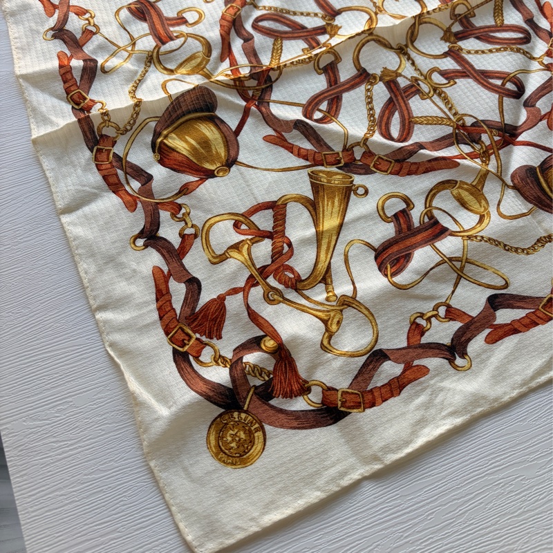 全新未使用 Celine 一套兩條棉質方巾禮盒 小領巾 圍巾 頭巾 日本製-11