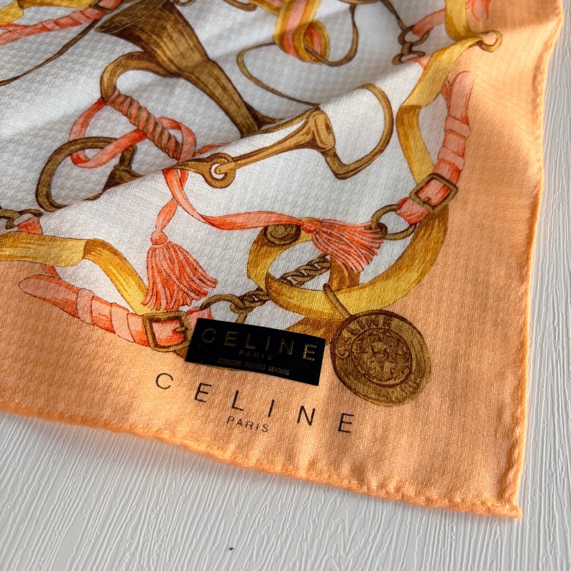 全新未使用 Celine 一套兩條棉質方巾禮盒 小領巾 圍巾 頭巾 日本製-12