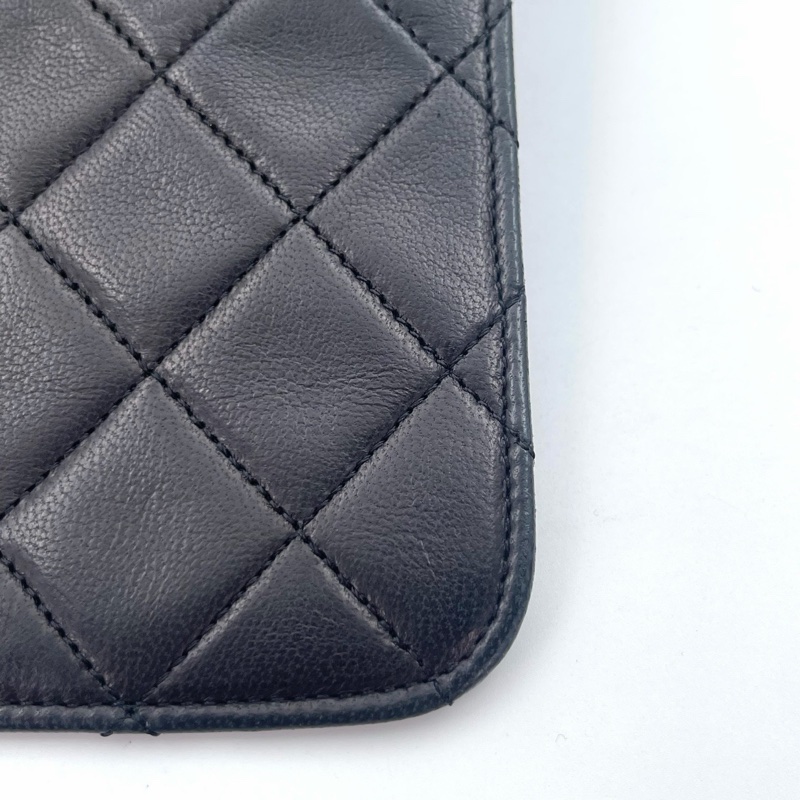 「JL精品代購」 香奈兒中古黑金羊皮大翻蓋書包扣鏈條包-13