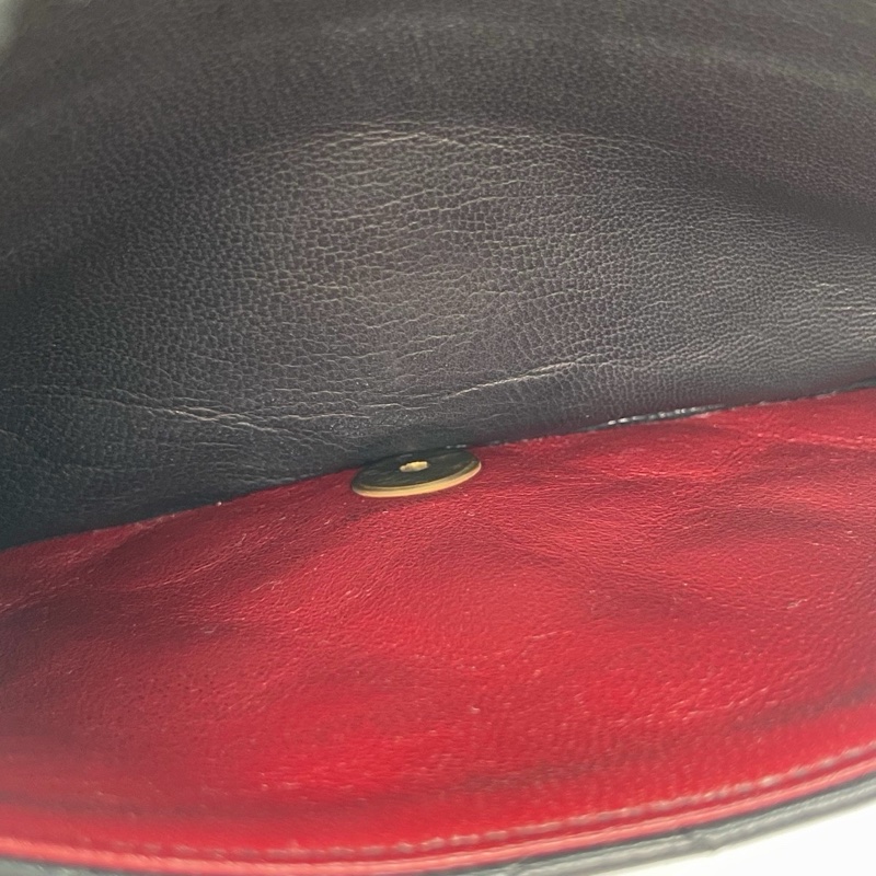 「JL精品代購」 香奈兒中古黑金羊皮大翻蓋書包扣鏈條包-30