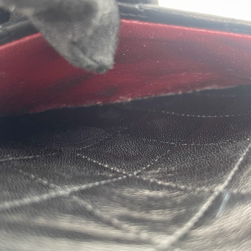 「JL精品代購」 香奈兒中古黑金羊皮大翻蓋書包扣鏈條包-31