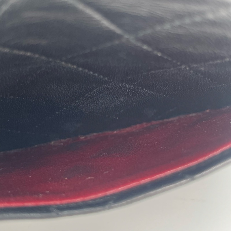 「JL精品代購」 香奈兒中古黑金羊皮大翻蓋書包扣鏈條包-32