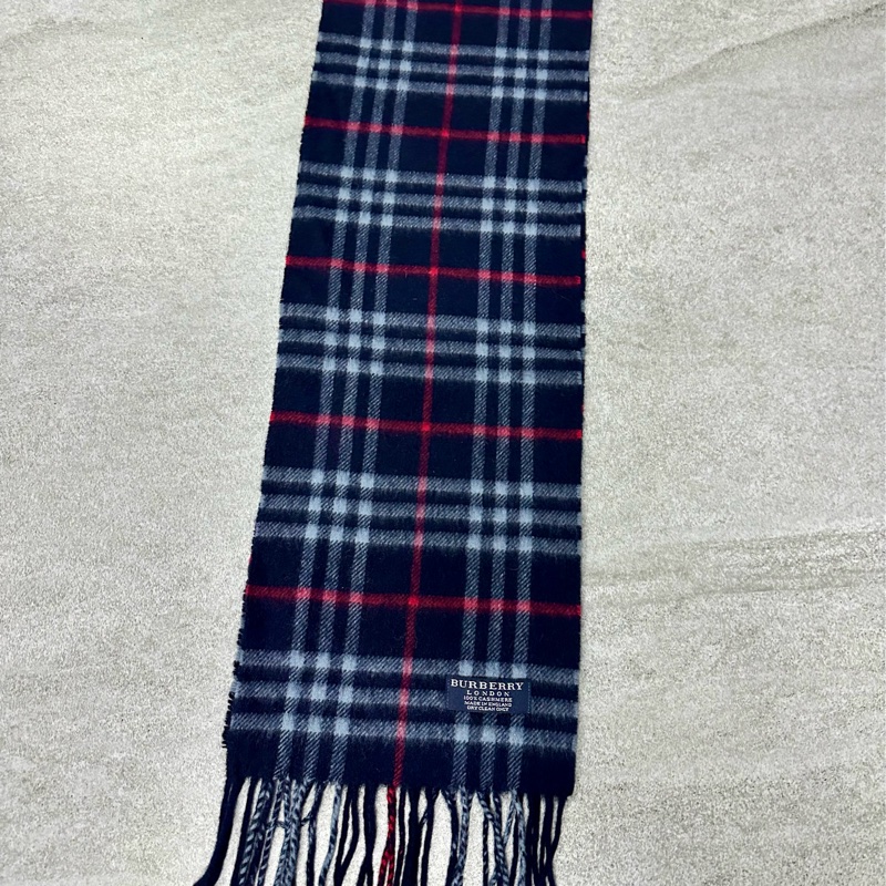 BURBERRY海軍藍格紋羊絨圍巾✨ 過年清倉便宜售～-2