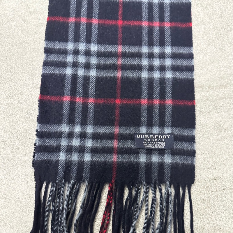 BURBERRY海軍藍格紋羊絨圍巾✨ 過年清倉便宜售～-6