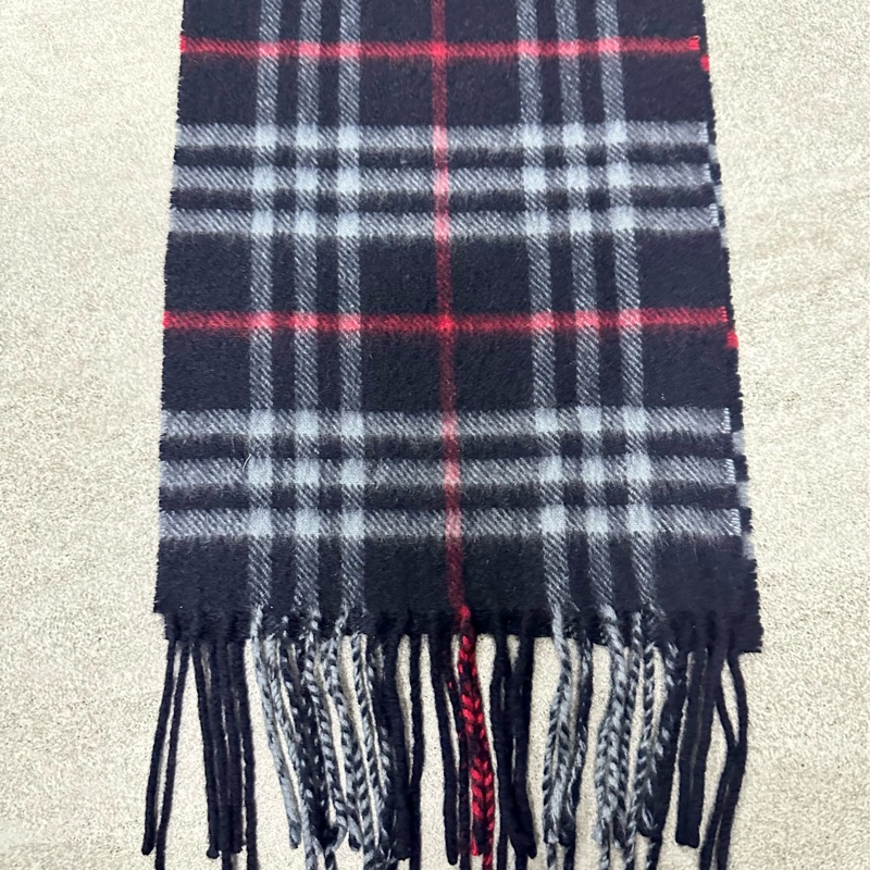 BURBERRY海軍藍格紋羊絨圍巾✨ 過年清倉便宜售～-12
