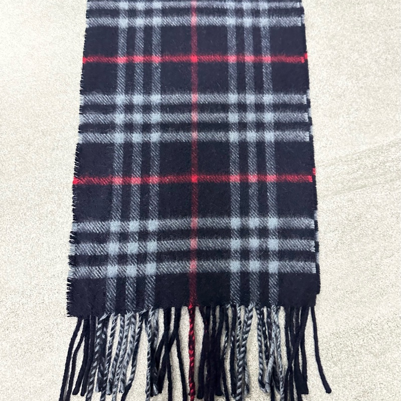 BURBERRY海軍藍格紋羊絨圍巾✨ 過年清倉便宜售～-15