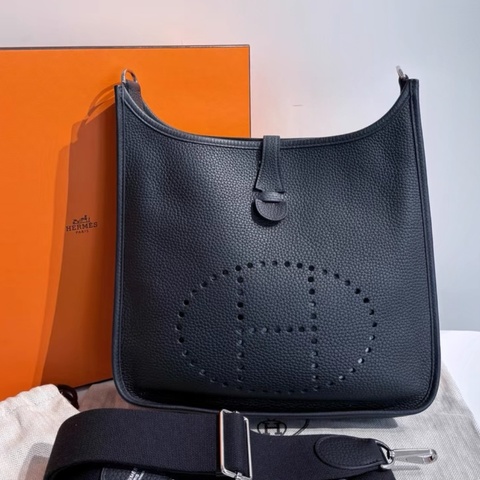 Hermes愛馬仕 Evelyne 29 黑銀扣 D刻 TC皮