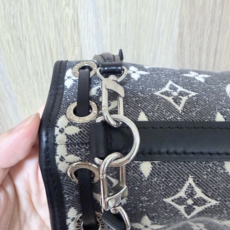Louis Vuitton Louis Vuitton 經典NANO NOE單寧牛仔帆布束口肩背水桶包(迷你/灰)-15