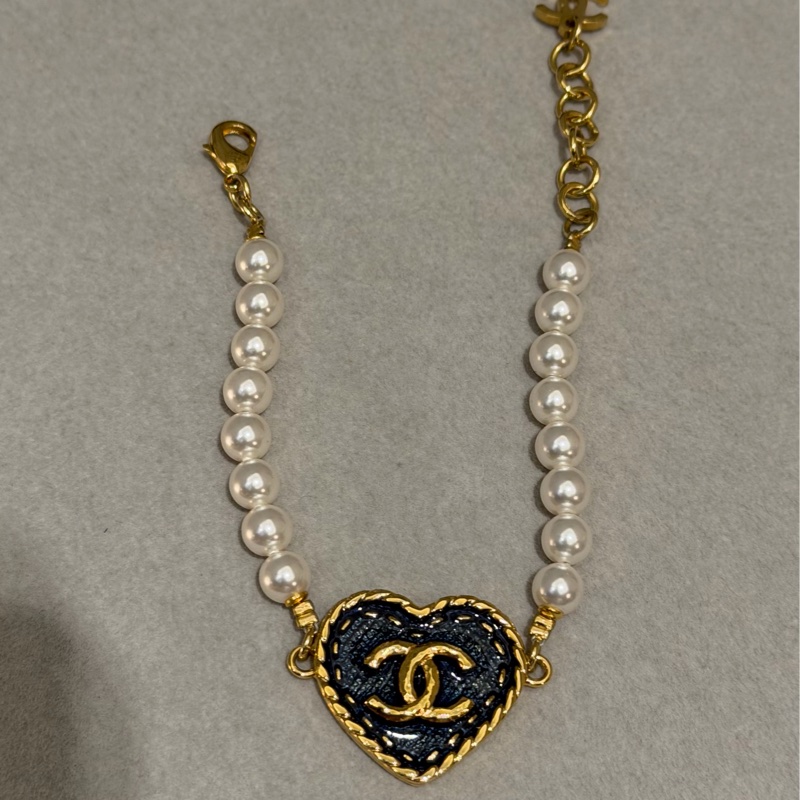 香奈兒 chanel 24P 絕版 牛仔愛心手鍊-1