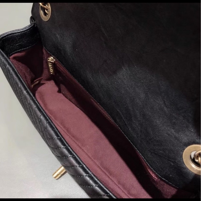 經典奢華👜 Chanel香奈兒黑金中號v紋cf鏈條單肩斜挎包-10