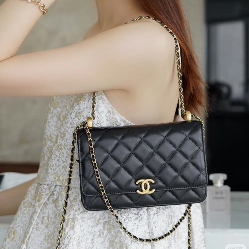 顏值爆表❤️‍🔥限量價🆕Chanel香奈兒黑金雙金球woc鏈條單肩斜挎包⛓️-0