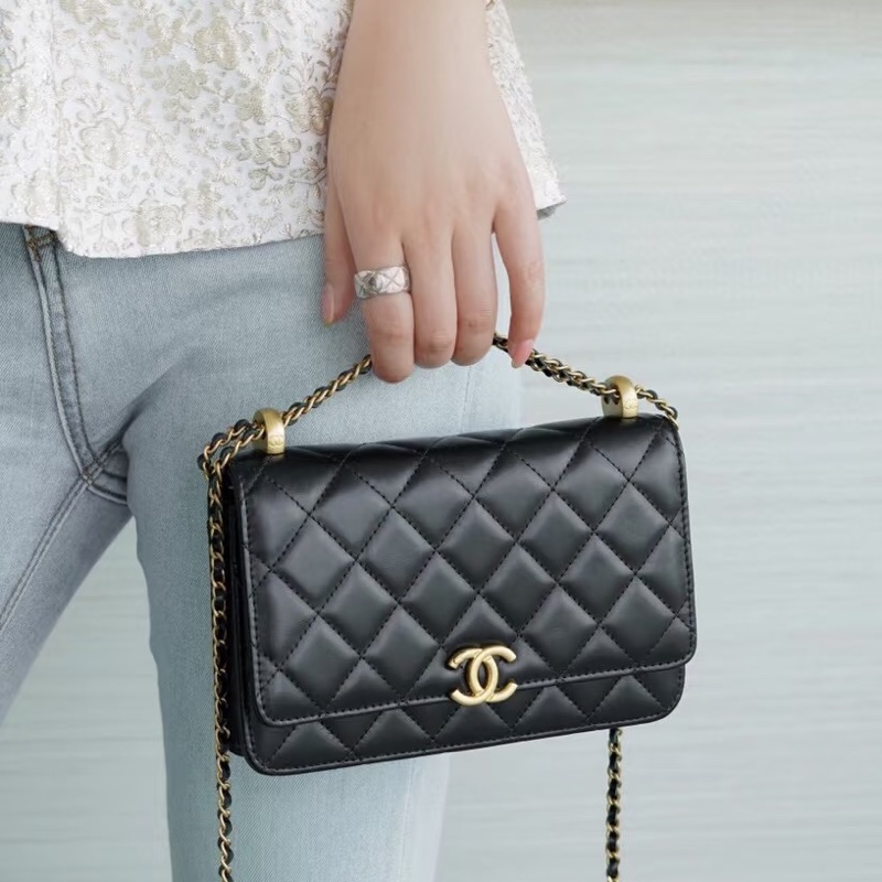 顏值爆表❤️‍🔥限量價🆕Chanel香奈兒黑金雙金球woc鏈條單肩斜挎包⛓️-3