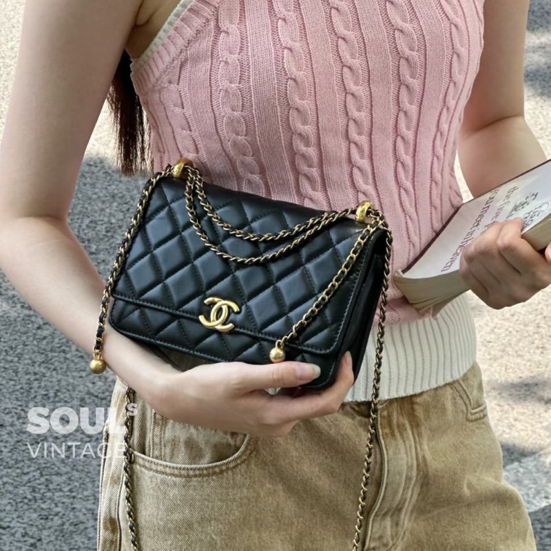 顏值爆表❤️‍🔥限量價🆕Chanel香奈兒黑金雙金球woc鏈條單肩斜挎包⛓️-5