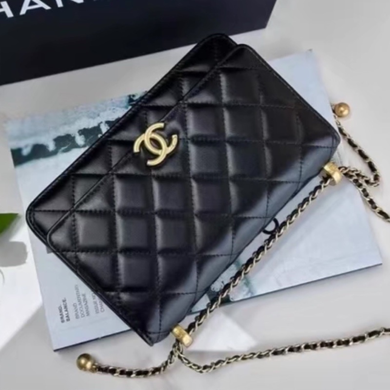 顏值爆表❤️‍🔥限量價🆕Chanel香奈兒黑金雙金球woc鏈條單肩斜挎包⛓️-10
