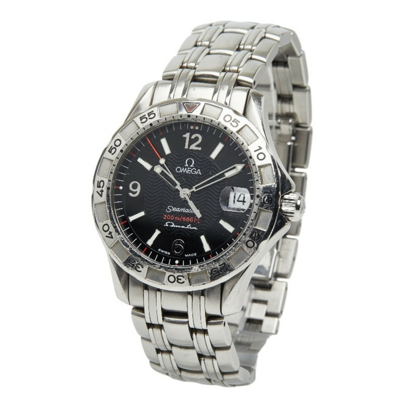 歐米茄海馬系列 Omegamatic 腕錶 2516.50 石英黑色錶盤不鏽鋼男士腕錶-1