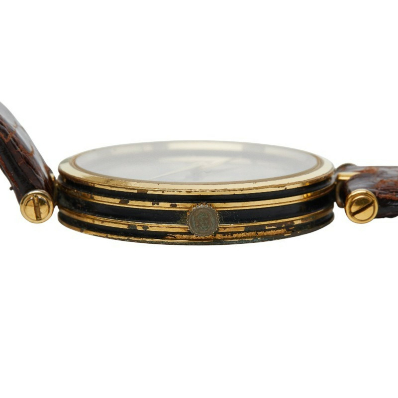 Gucci 男士石英腕錶，黑色錶盤，不鏽鋼錶殼搭配皮革錶帶-3