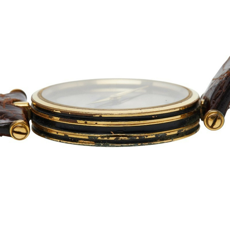 Gucci 男士石英腕錶，黑色錶盤，不鏽鋼錶殼搭配皮革錶帶-4