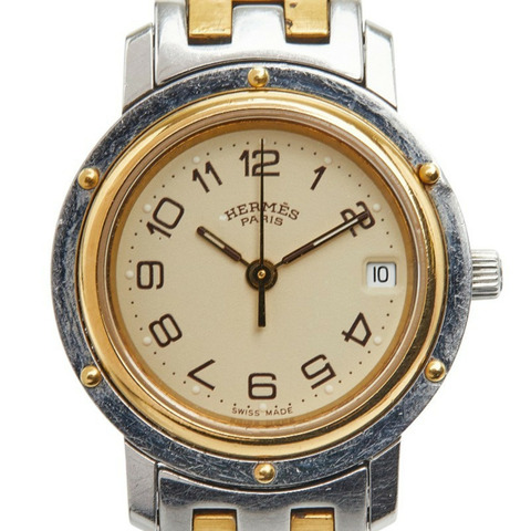 愛馬仕 Clipper CL3.240 石英錶 米色錶盤 不鏽鋼鍍層 女士腕錶