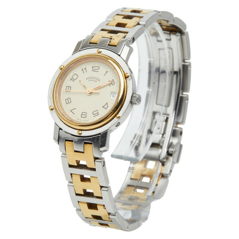 愛馬仕 Clipper CL3.240 石英錶 米色錶盤 不鏽鋼鍍層 女士腕錶-1