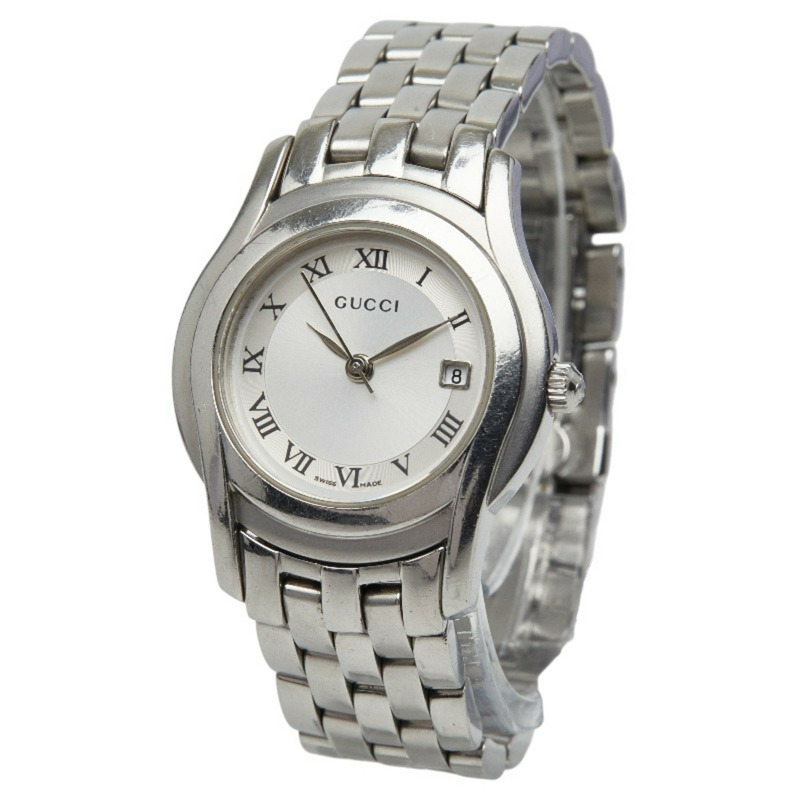 Gucci 5500L 石英腕錶,銀色錶盤,不鏽鋼錶殼,女款-1