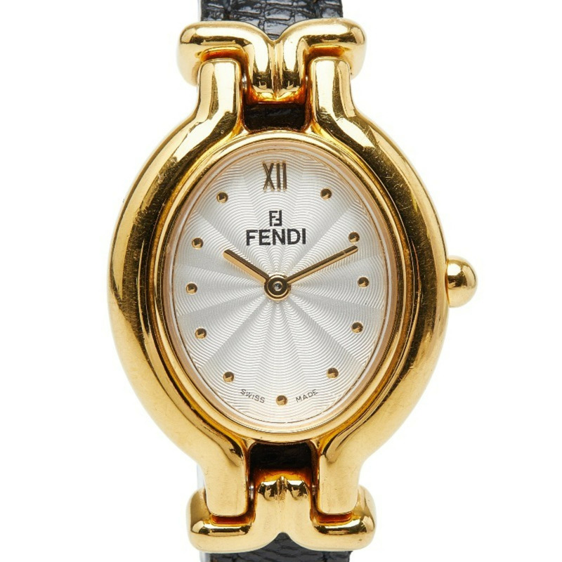 FENDI Chameleon腕錶，640L石英機芯，白色錶盤，不鏽鋼錶殼，皮革錶帶，5種顏色可選，可更換錶帶，女士款-0