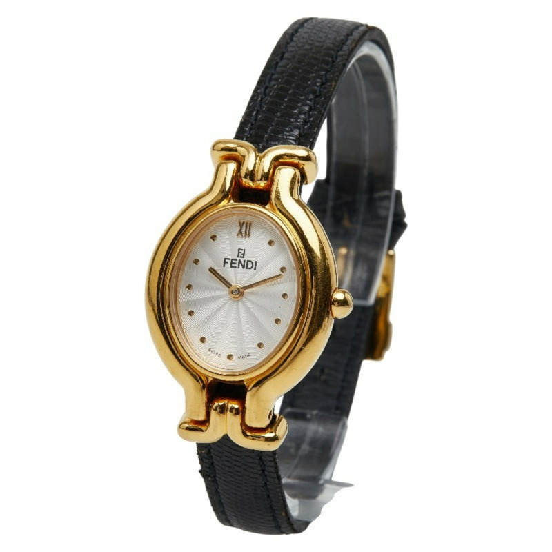 FENDI Chameleon腕錶，640L石英機芯，白色錶盤，不鏽鋼錶殼，皮革錶帶，5種顏色可選，可更換錶帶，女士款-1