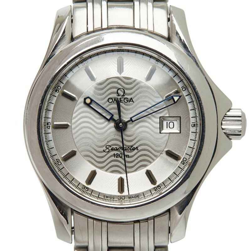 歐米茄海馬120石英腕錶，銀色錶盤，不鏽鋼錶殼，女款-0