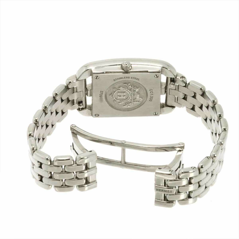 愛馬仕 Cape Cod Chaine d'Ancre CC1 330 鑲鑽錶圈女士海軍藍石英腕錶-4