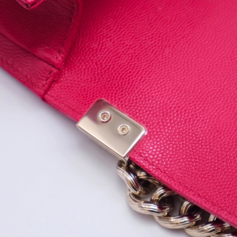 CHANEL Boy20 粒面牛皮口蓋包 - 桃紅金23開-6