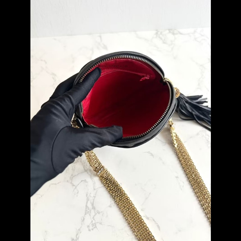 絕版中古包 Chanel黑金絲絹圓餅包 側背包 單肩包 斜背包 中古包-7