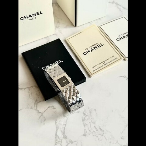 【LA LUNE】絕版古董錶 Chanel Metalaase 黑銀色中古手錶 石英錶 女裝腕錶