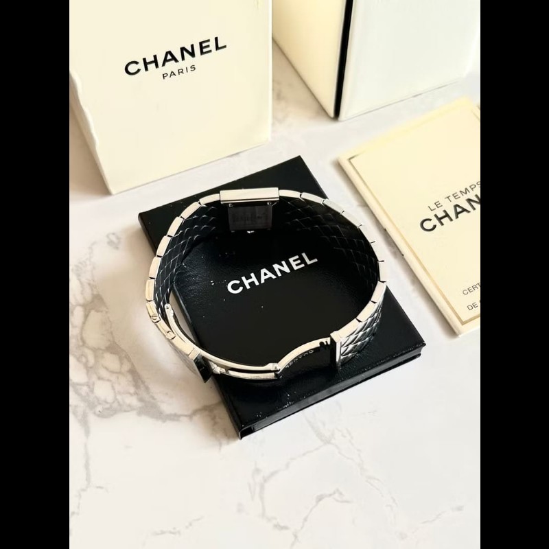 【LA LUNE】絕版古董錶 Chanel Metalaase 黑銀色中古手錶 石英錶 女裝腕錶-2