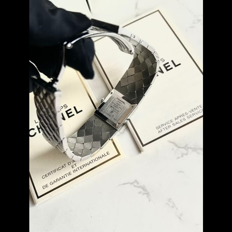 【LA LUNE】絕版古董錶 Chanel Metalaase 黑銀色中古手錶 石英錶 女裝腕錶-3