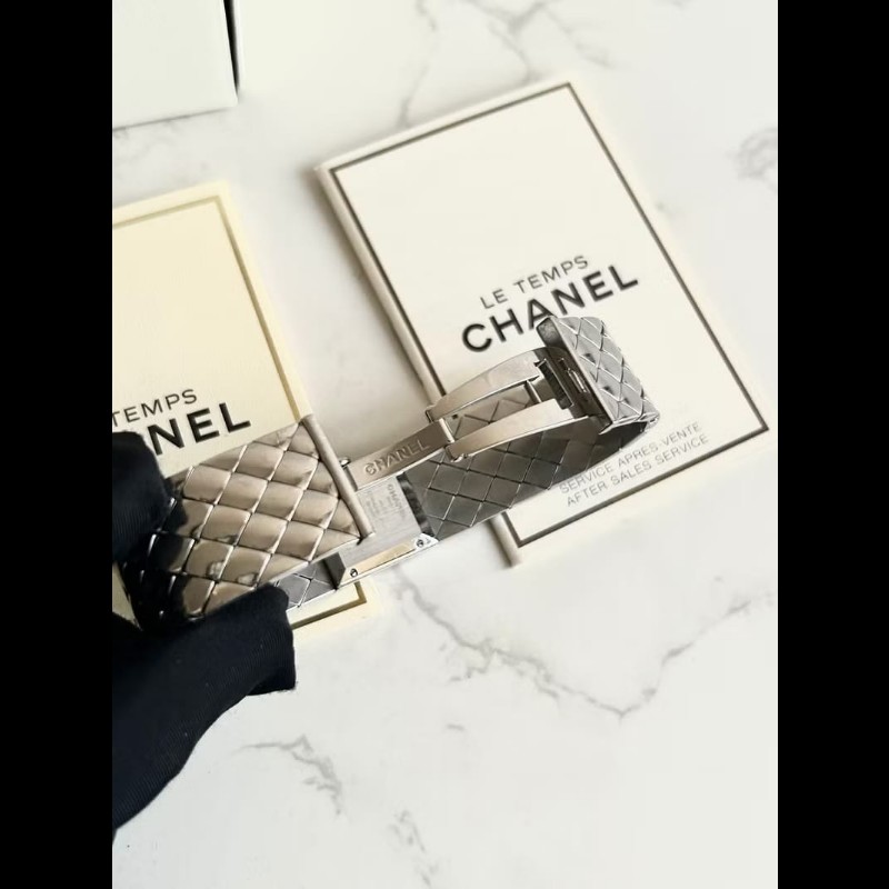 【LA LUNE】絕版古董錶 Chanel Metalaase 黑銀色中古手錶 石英錶 女裝腕錶-6