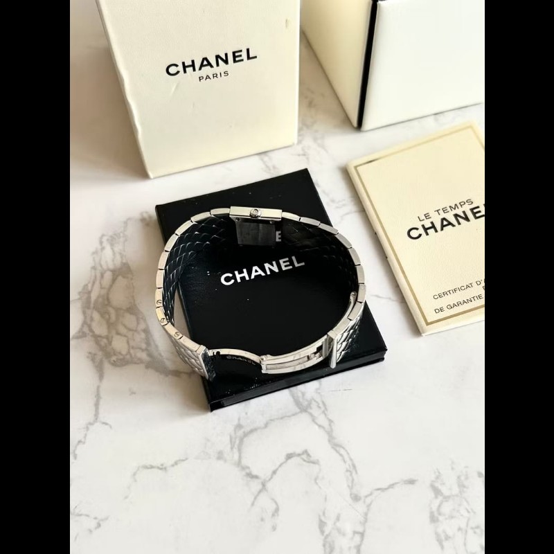【LA LUNE】絕版古董錶 Chanel Metalaase 黑銀色中古手錶 石英錶 女裝腕錶-7