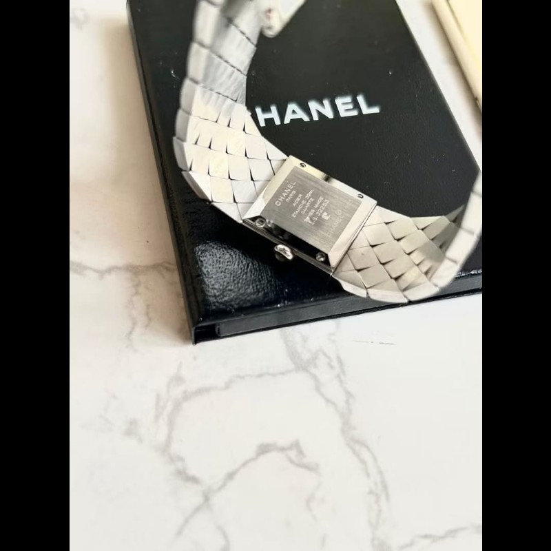【LA LUNE】絕版古董錶 Chanel Metalaase 黑銀色中古手錶 石英錶 女裝腕錶-8