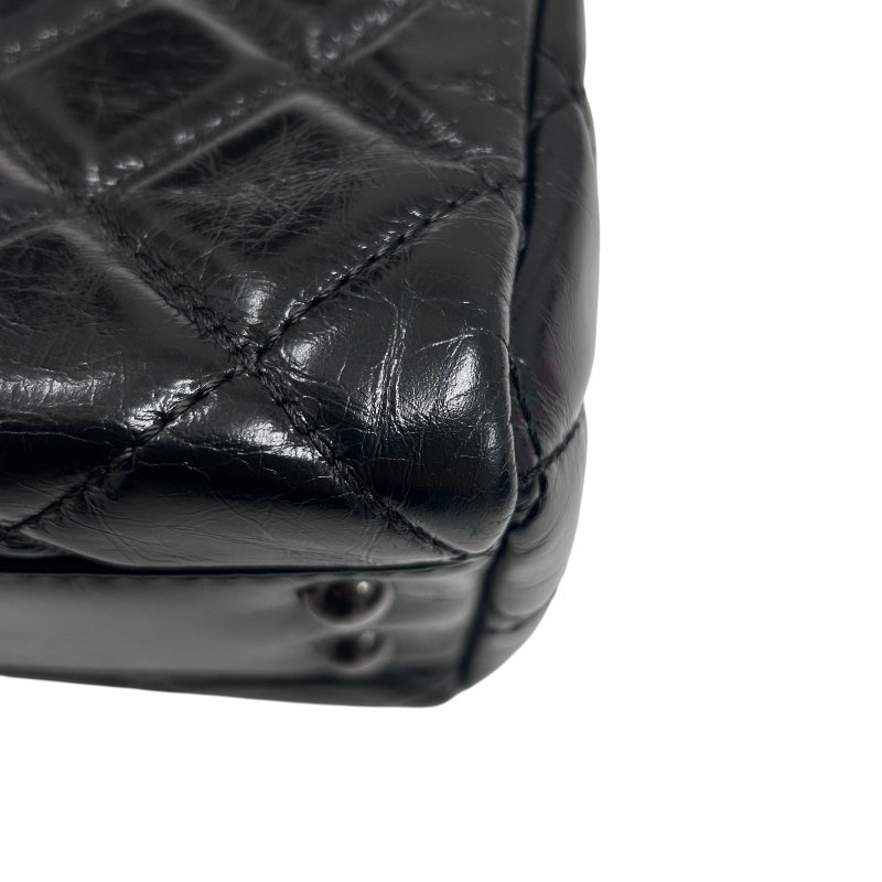 CHANEL 香奈兒 MATELASSÉ 鏈條托特包 小牛皮 黑色 銀扣-6