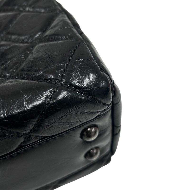 CHANEL 香奈兒 MATELASSÉ 鏈條托特包 小牛皮 黑色 銀扣-7